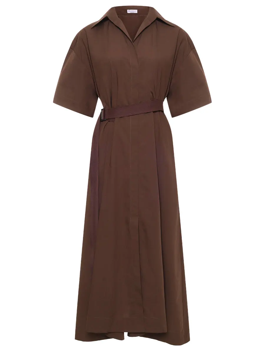 Платье хлопковое BRUNELLO CUCINELLI M0H93A5306 C8705+ Коричневый 