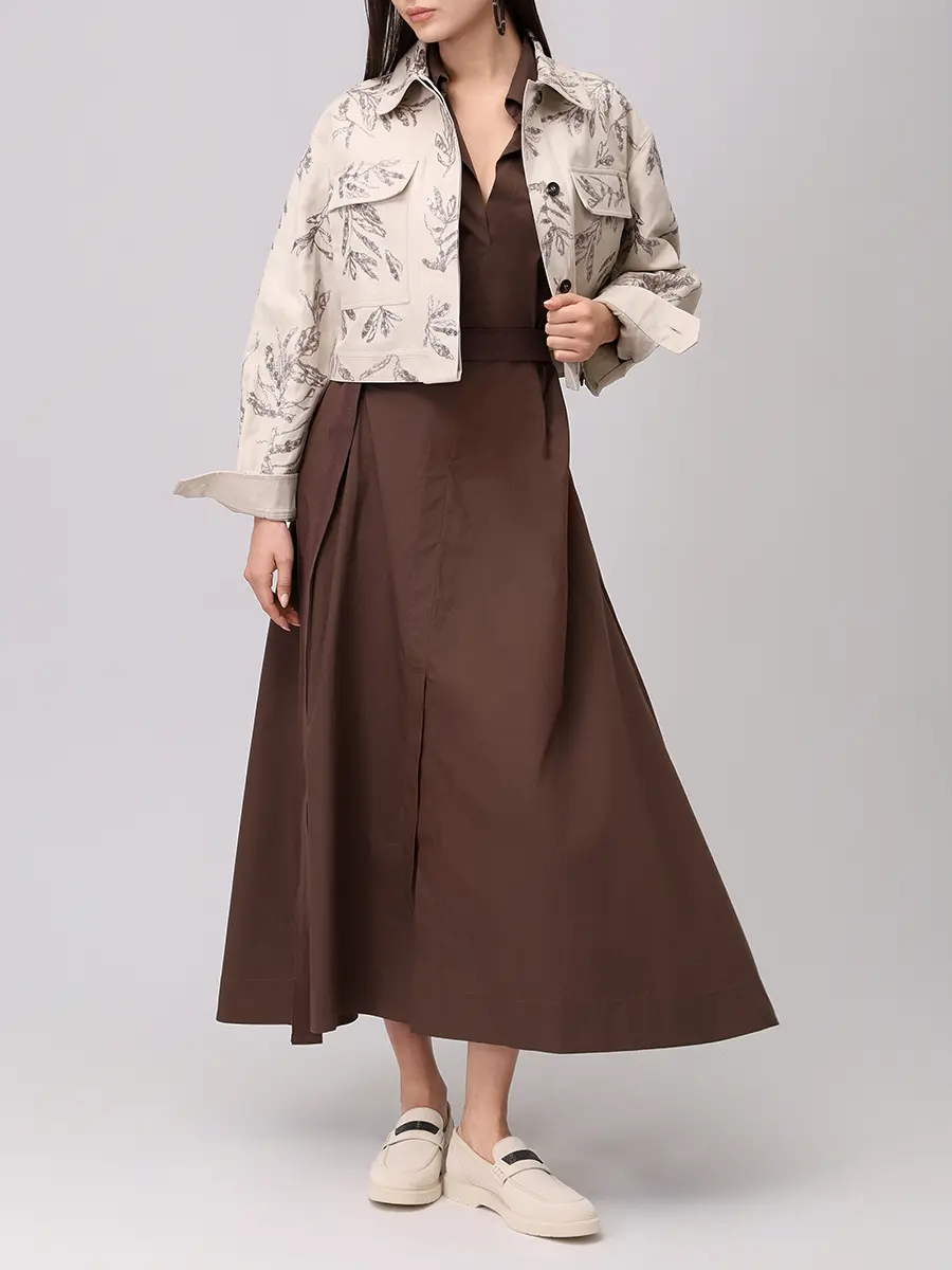 Платье хлопковое BRUNELLO CUCINELLI M0H93A5306 C8705+ Коричневый  Фото 2