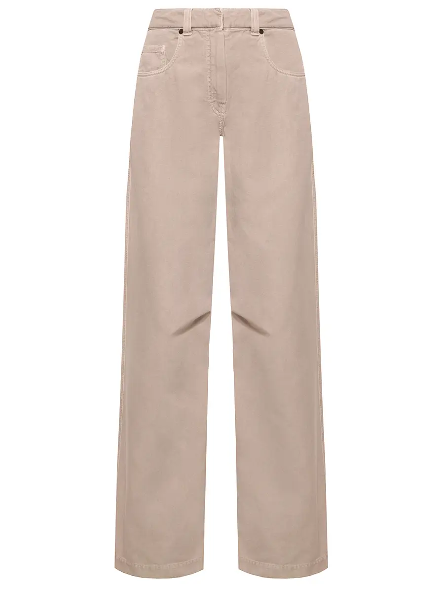 Джинсы из хлопка и льна BRUNELLO CUCINELLI ML996P5985 C2910+ Бежевый 