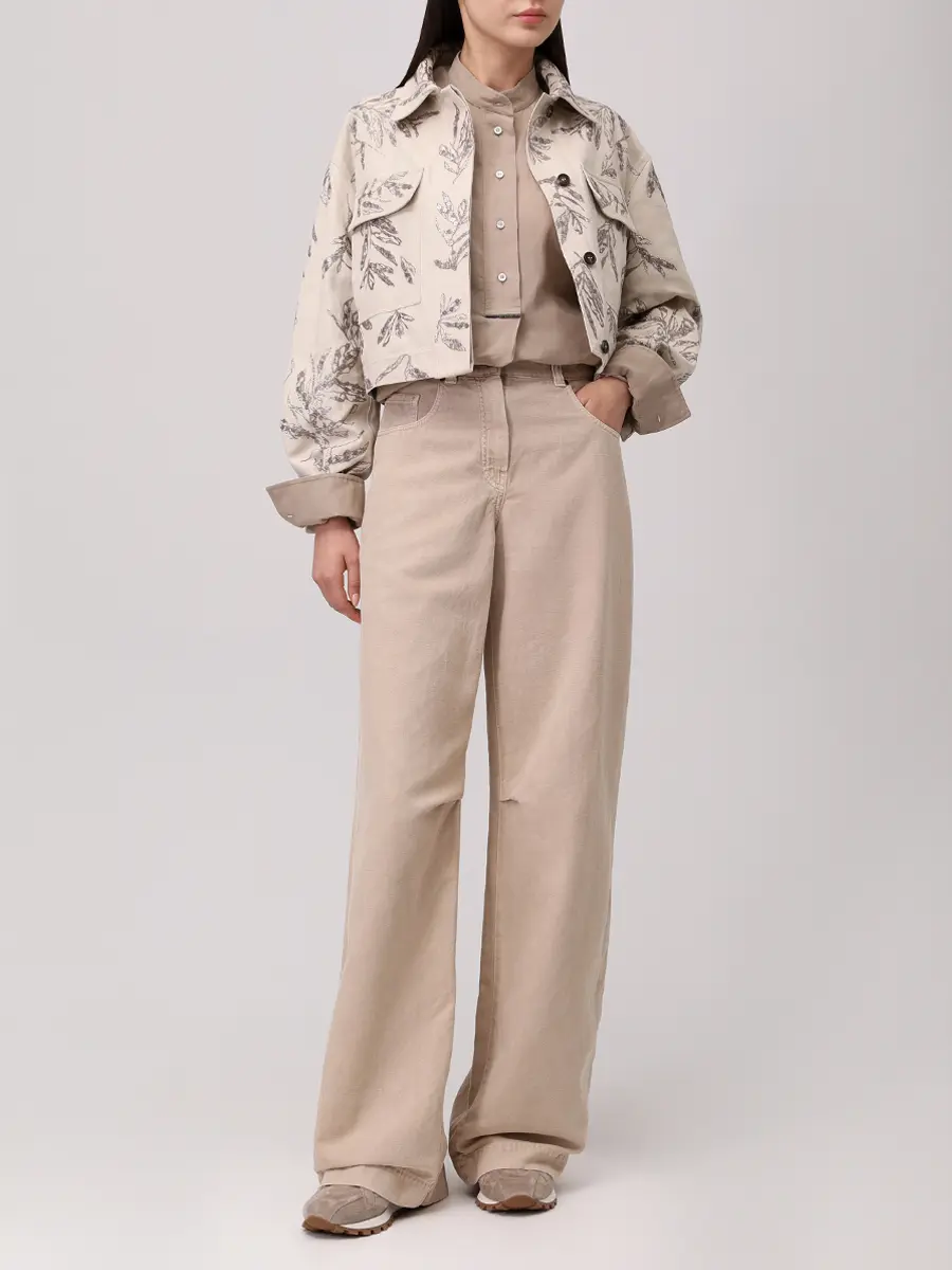 Джинсы из хлопка и льна BRUNELLO CUCINELLI ML996P5985 C2910+ Бежевый  Фото 2