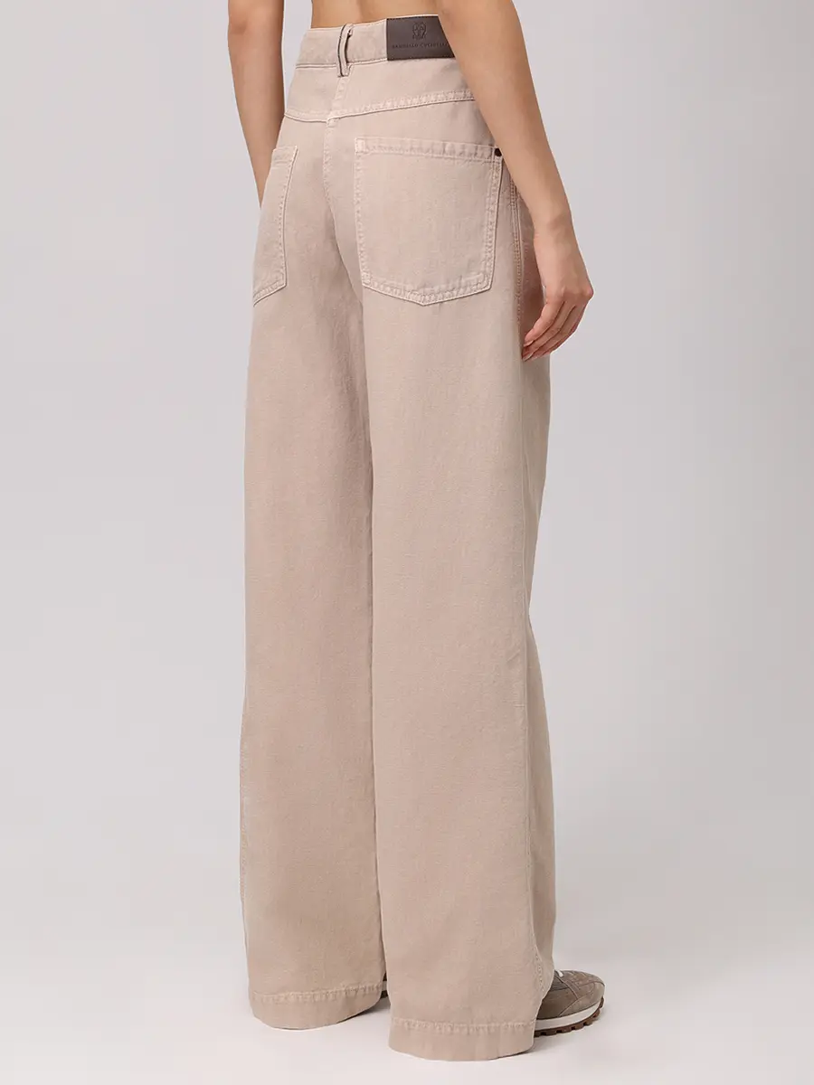 Джинсы из хлопка и льна BRUNELLO CUCINELLI ML996P5985 C2910+ Бежевый  Фото 3