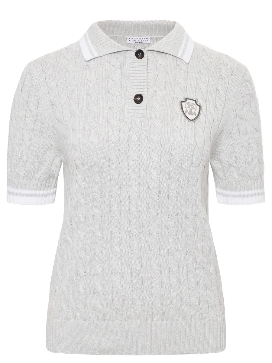 Поло хлопковое BRUNELLO CUCINELLI M19756505 CV906+ Серый 