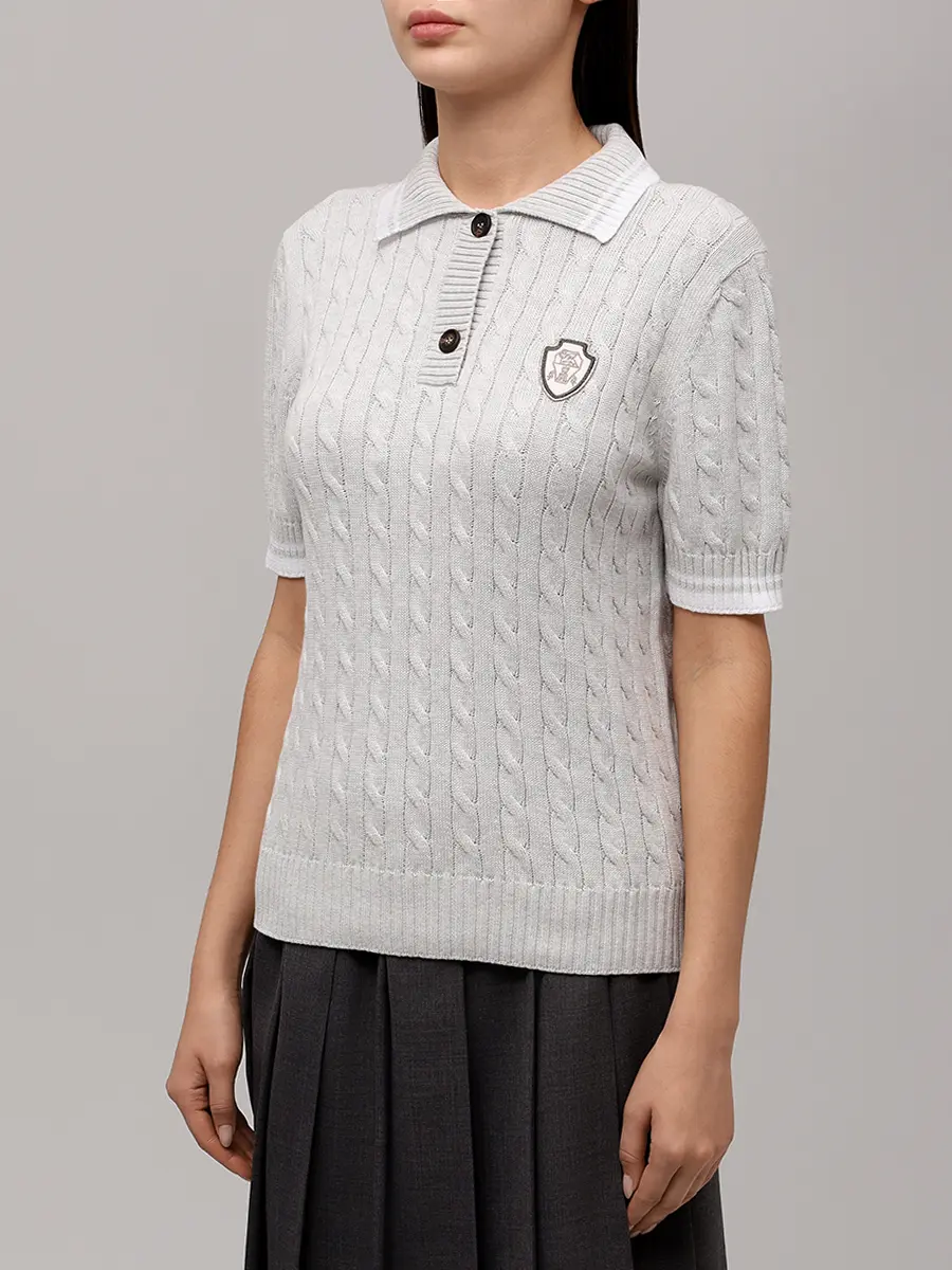 Поло хлопковое BRUNELLO CUCINELLI M19756505 CV906+ Серый  Фото 4