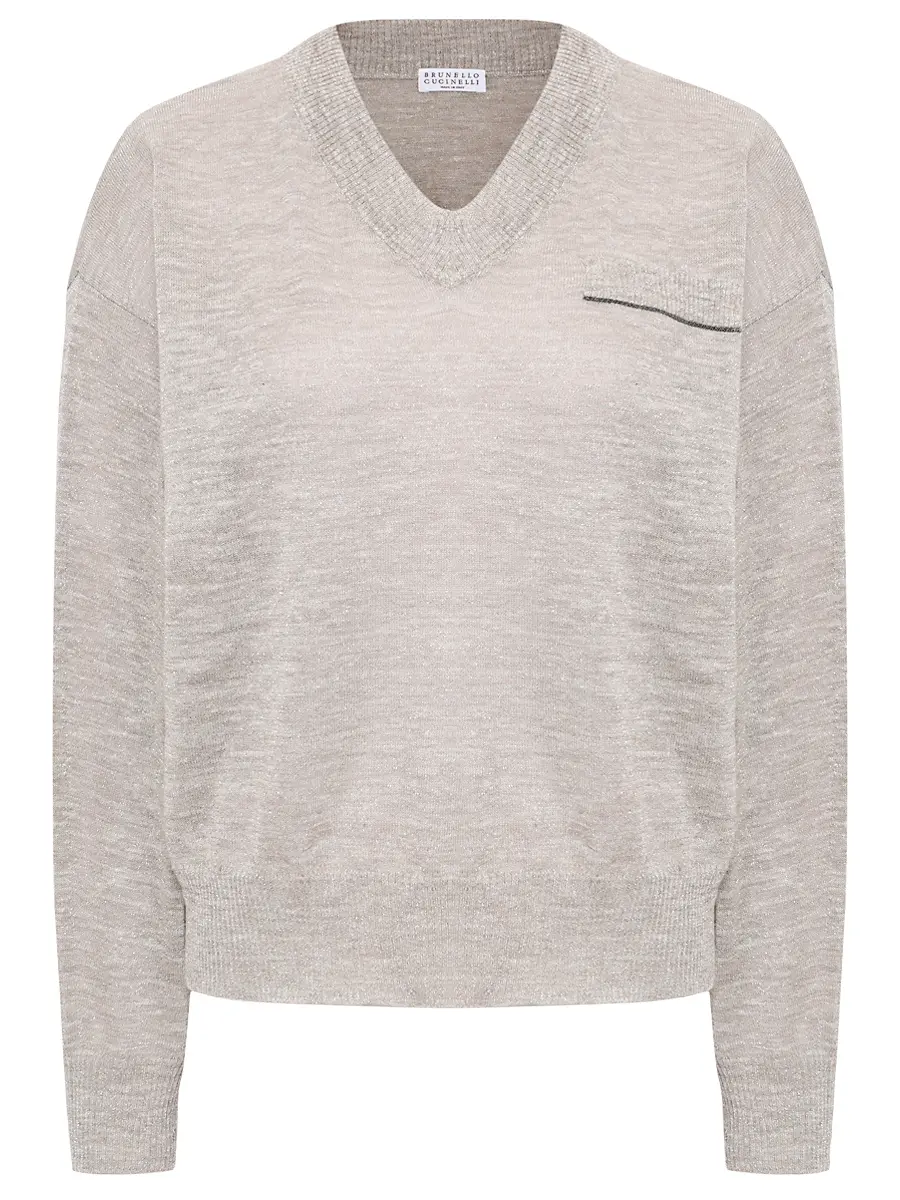 Пуловер однотонный BRUNELLO CUCINELLI M8Q202912 C6898+ Темно- Бежевый 