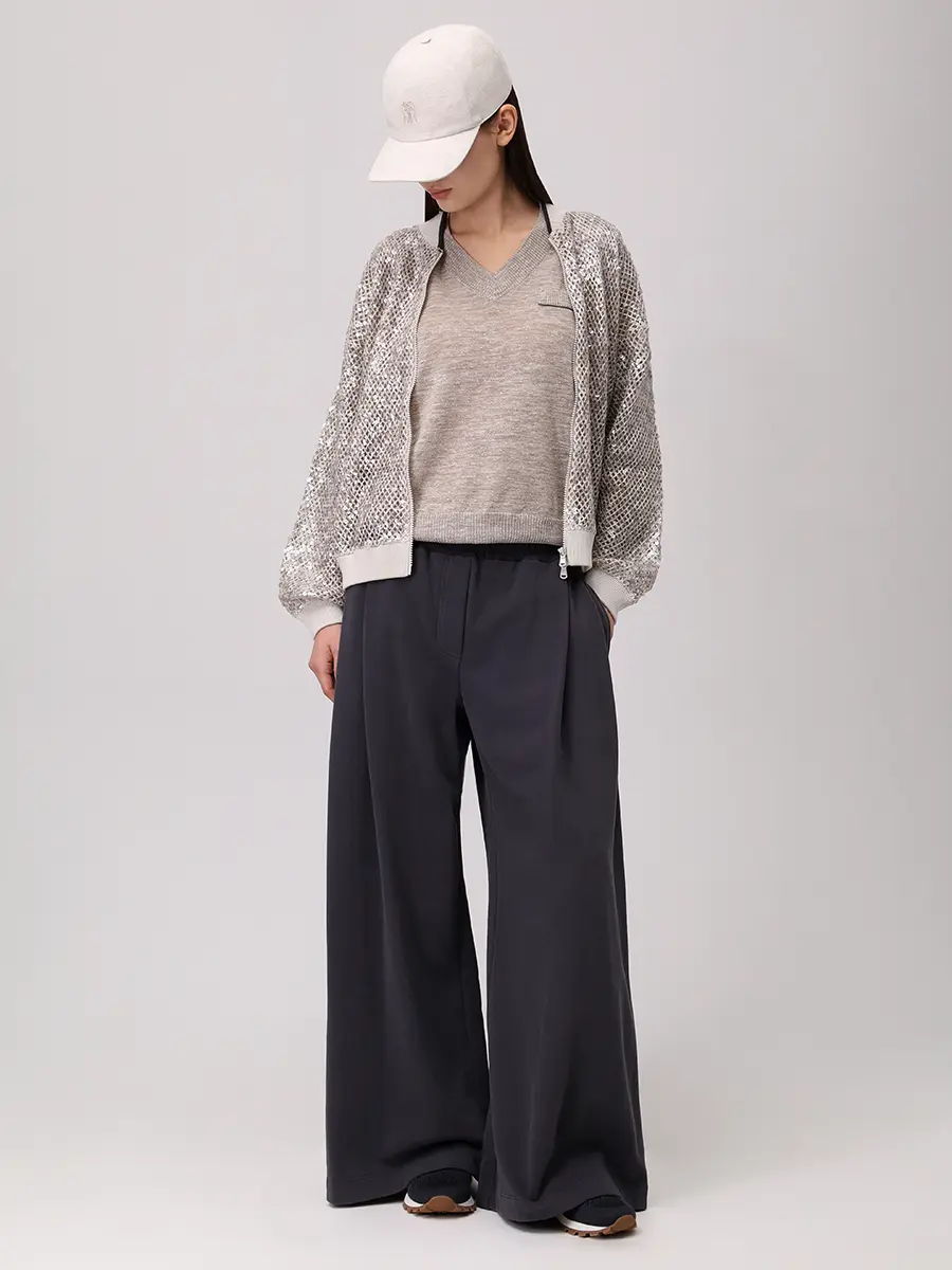 Пуловер однотонный BRUNELLO CUCINELLI M8Q202912 C6898+ Темно- Бежевый  Фото 2