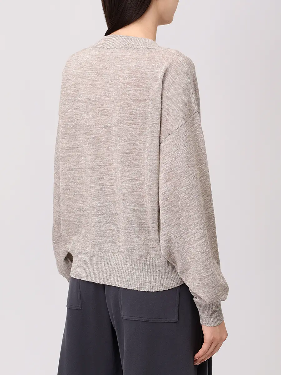 Пуловер однотонный BRUNELLO CUCINELLI M8Q202912 C6898+ Темно- Бежевый  Фото 3