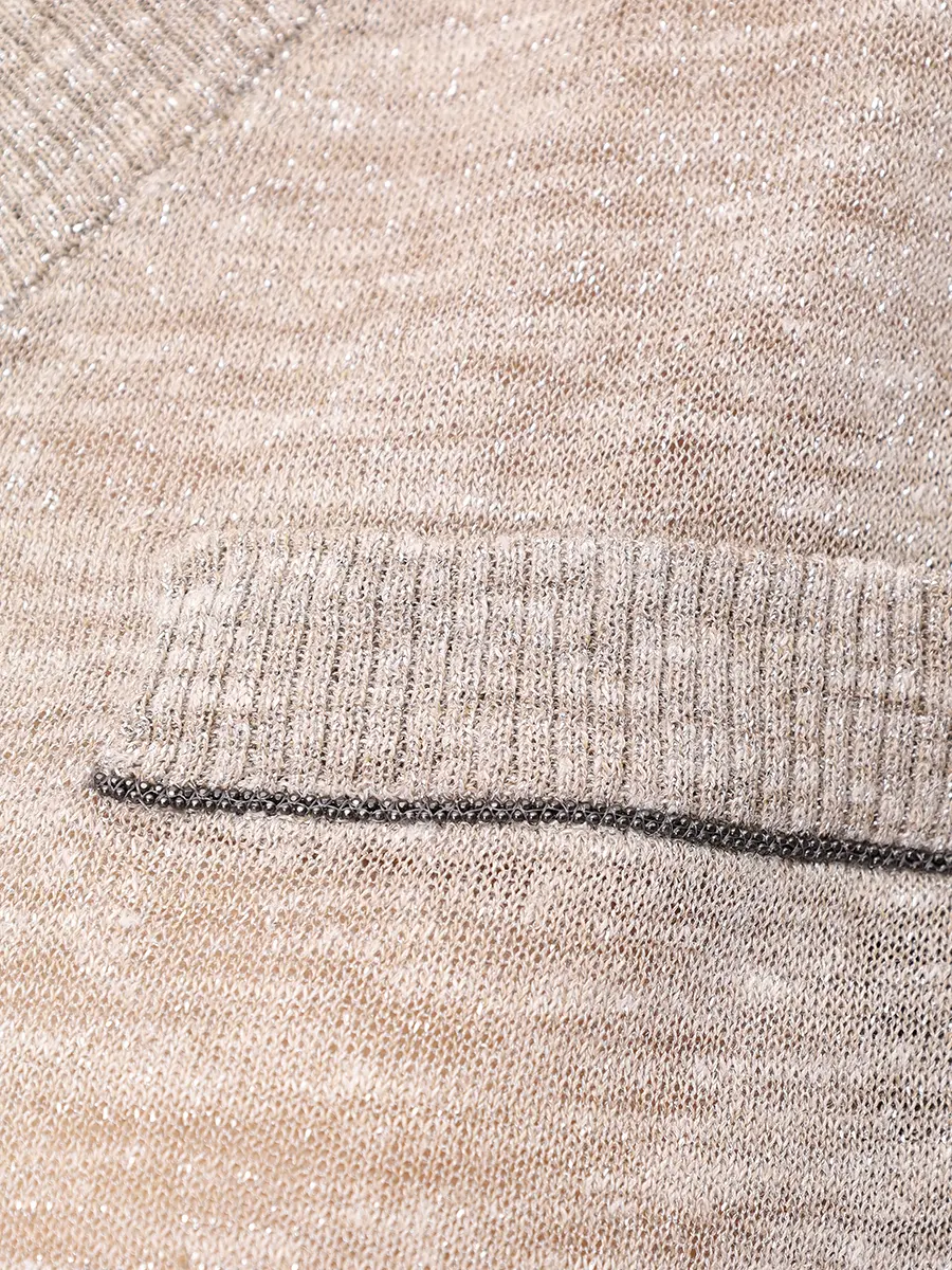 Пуловер однотонный BRUNELLO CUCINELLI M8Q202912 C6898+ Темно- Бежевый  Фото 6