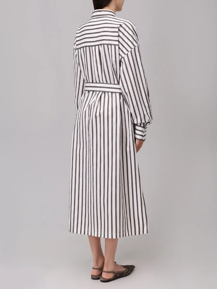 Платье из хлопка и шелка BRUNELLO CUCINELLI MH765ARJ61 C026+ Белый  Фото 3