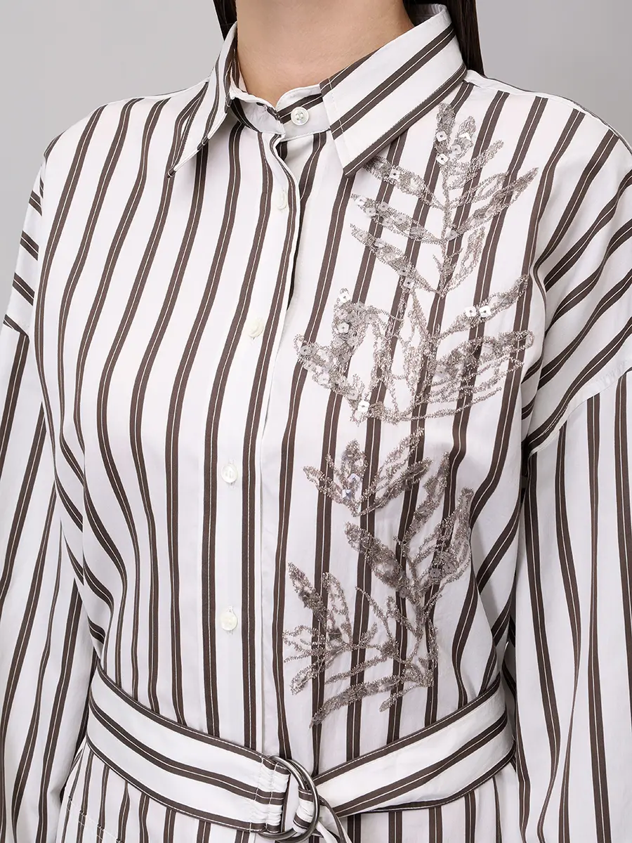 Платье из хлопка и шелка BRUNELLO CUCINELLI MH765ARJ61 C026+ Белый  Фото 5