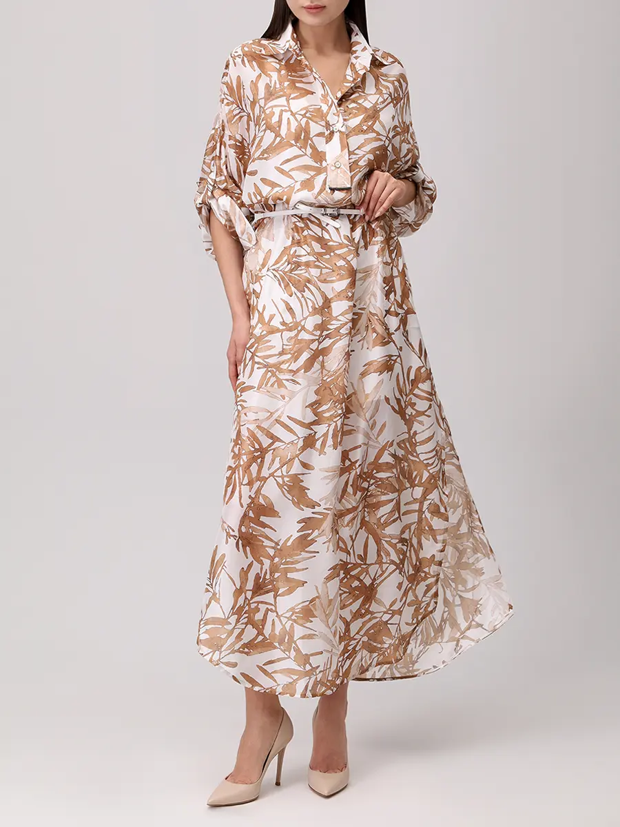 Платье шелковое BRUNELLO CUCINELLI MQ999ARA91 C6003+ Коричневый  Фото 2