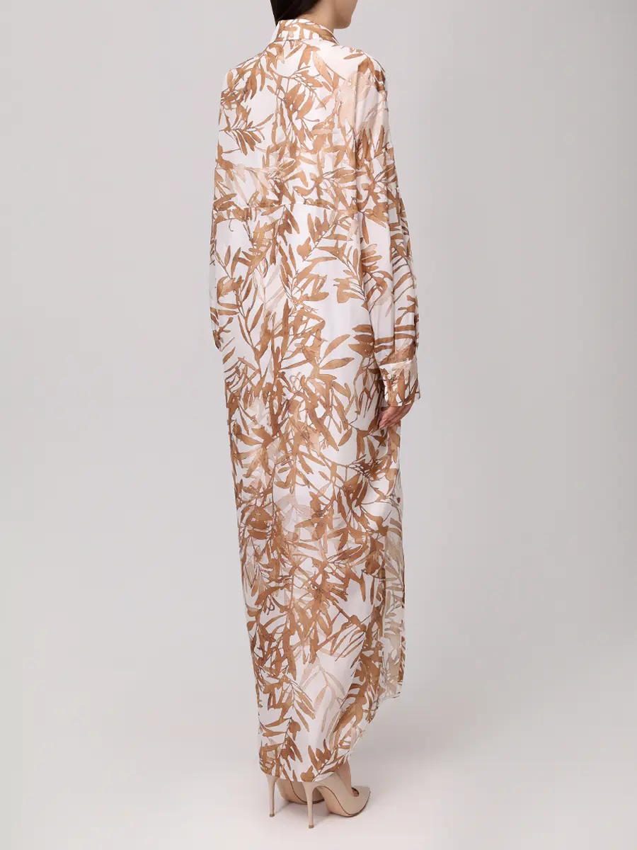 Платье шелковое BRUNELLO CUCINELLI MQ999ARA91 C6003+ Коричневый  Фото 3