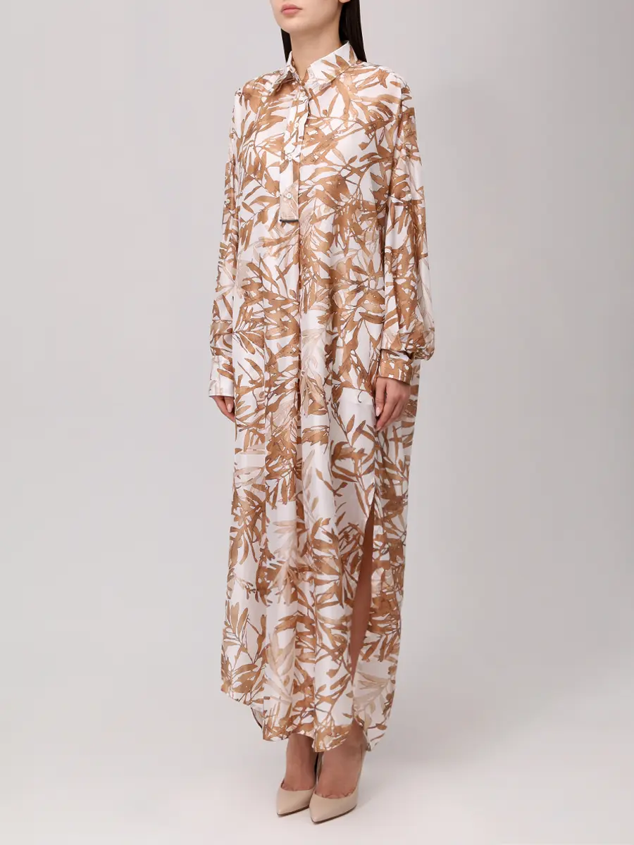 Платье шелковое BRUNELLO CUCINELLI MQ999ARA91 C6003+ Коричневый  Фото 4