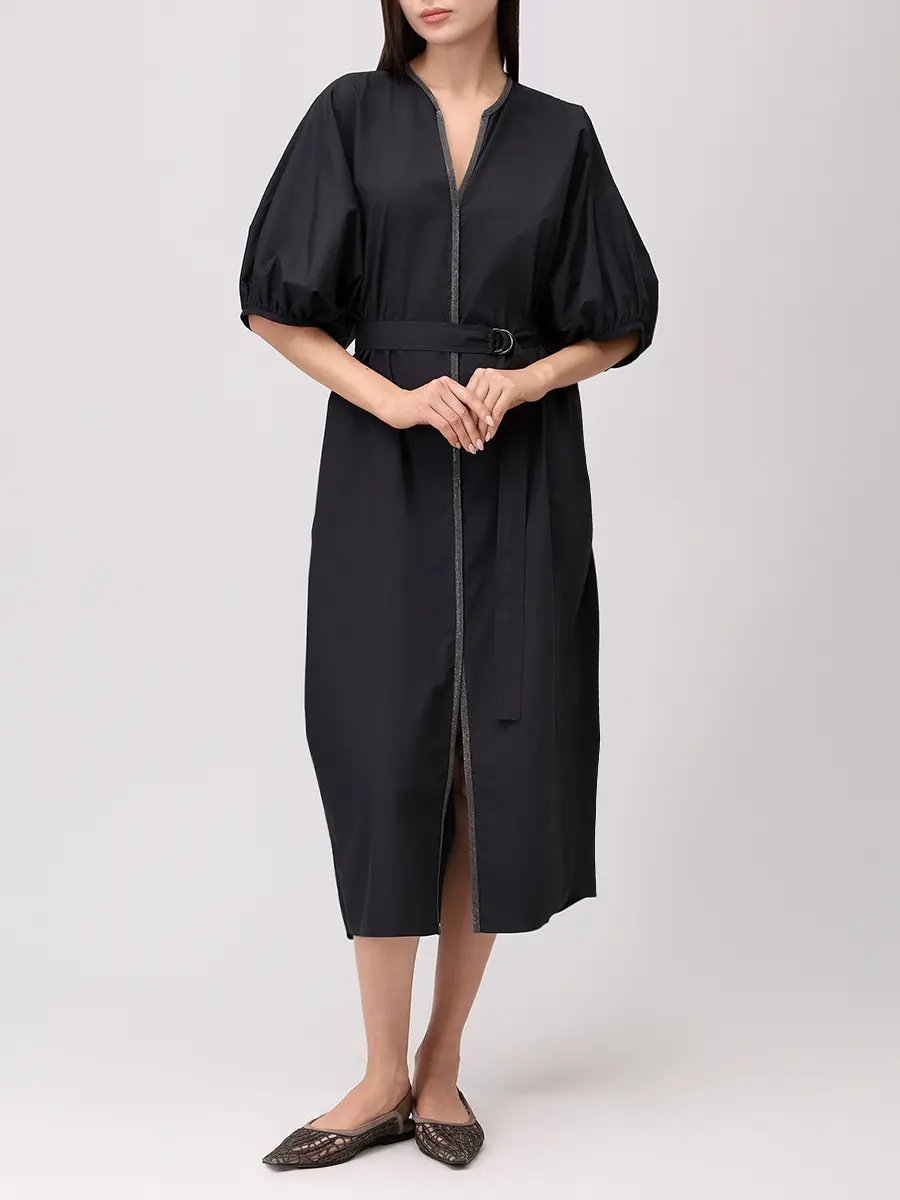 Платье хлопковое BRUNELLO CUCINELLI M0H93AHB81 C101+ Черный  Фото 2