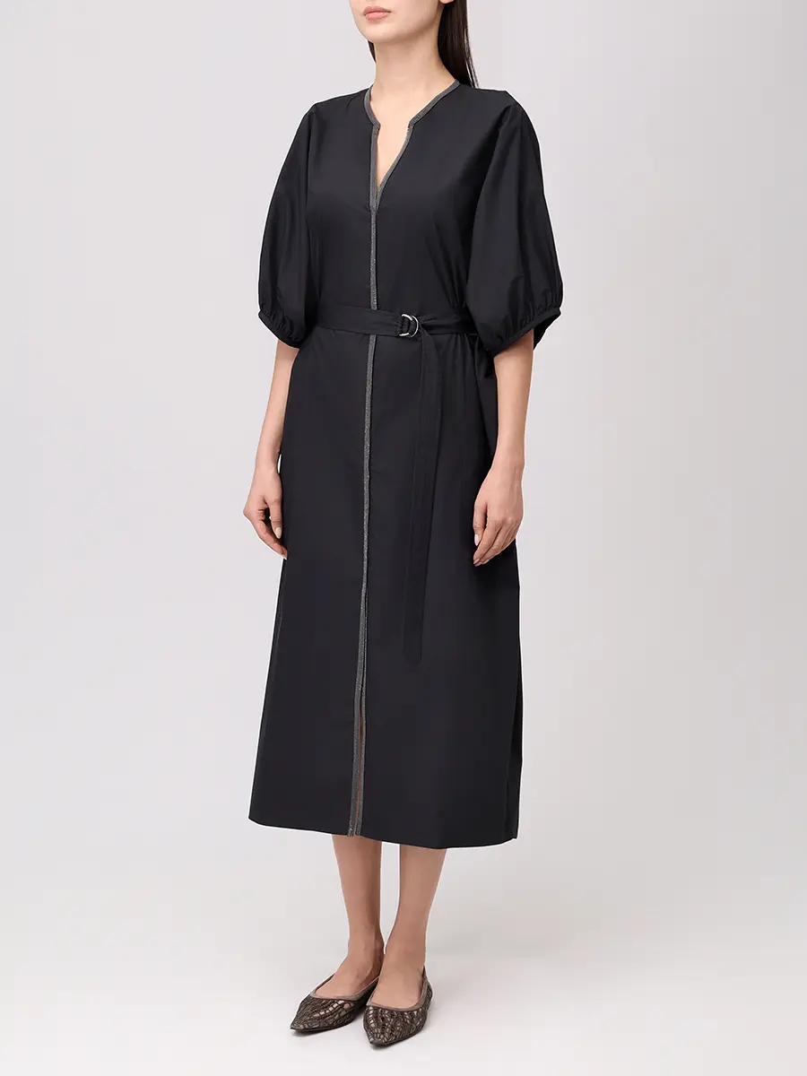 Платье хлопковое BRUNELLO CUCINELLI M0H93AHB81 C101+ Черный  Фото 4