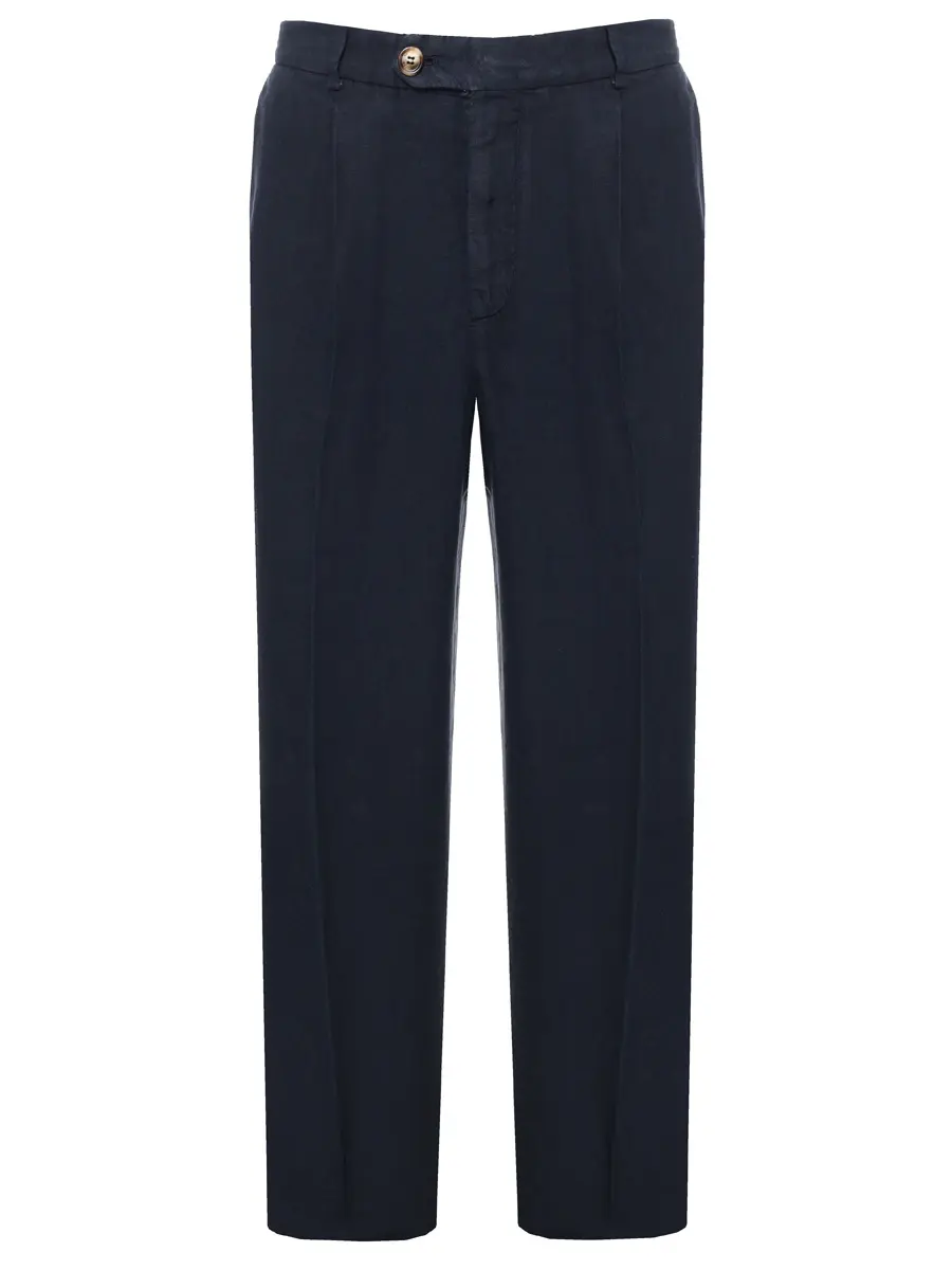Брюки льняные BRUNELLO CUCINELLI M243DE1450 C2517+ Синий 