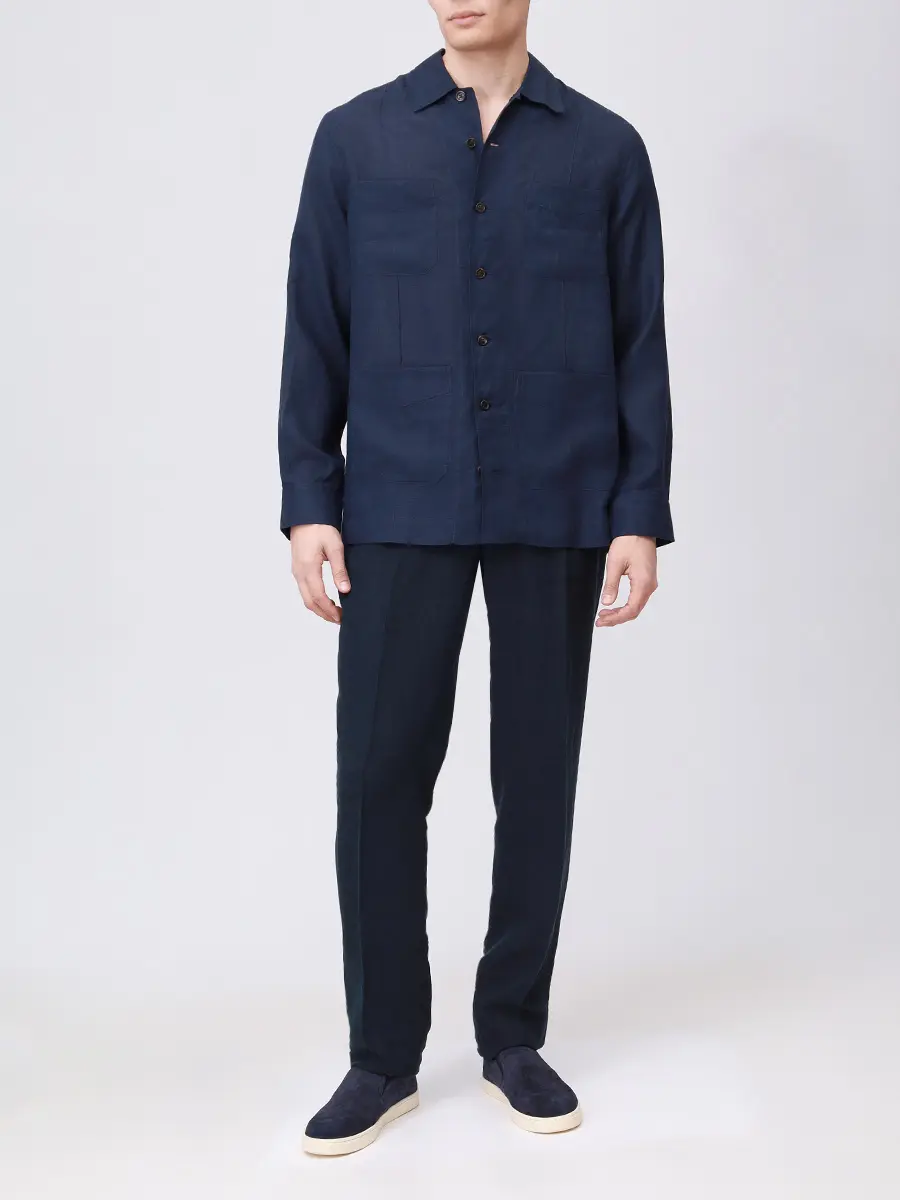 Брюки льняные BRUNELLO CUCINELLI M243DE1450 C2517+ Синий  Фото 2