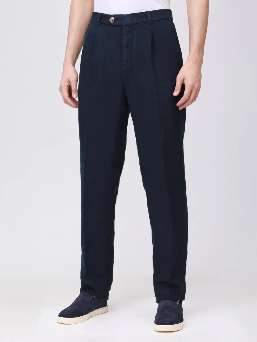Брюки льняные BRUNELLO CUCINELLI M243DE1450 C2517+ Синий  Фото 4
