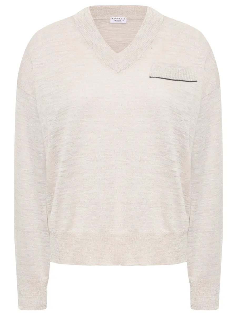 Пуловер однотонный BRUNELLO CUCINELLI M8Q202912 C6894+ Светло- Бежевый 