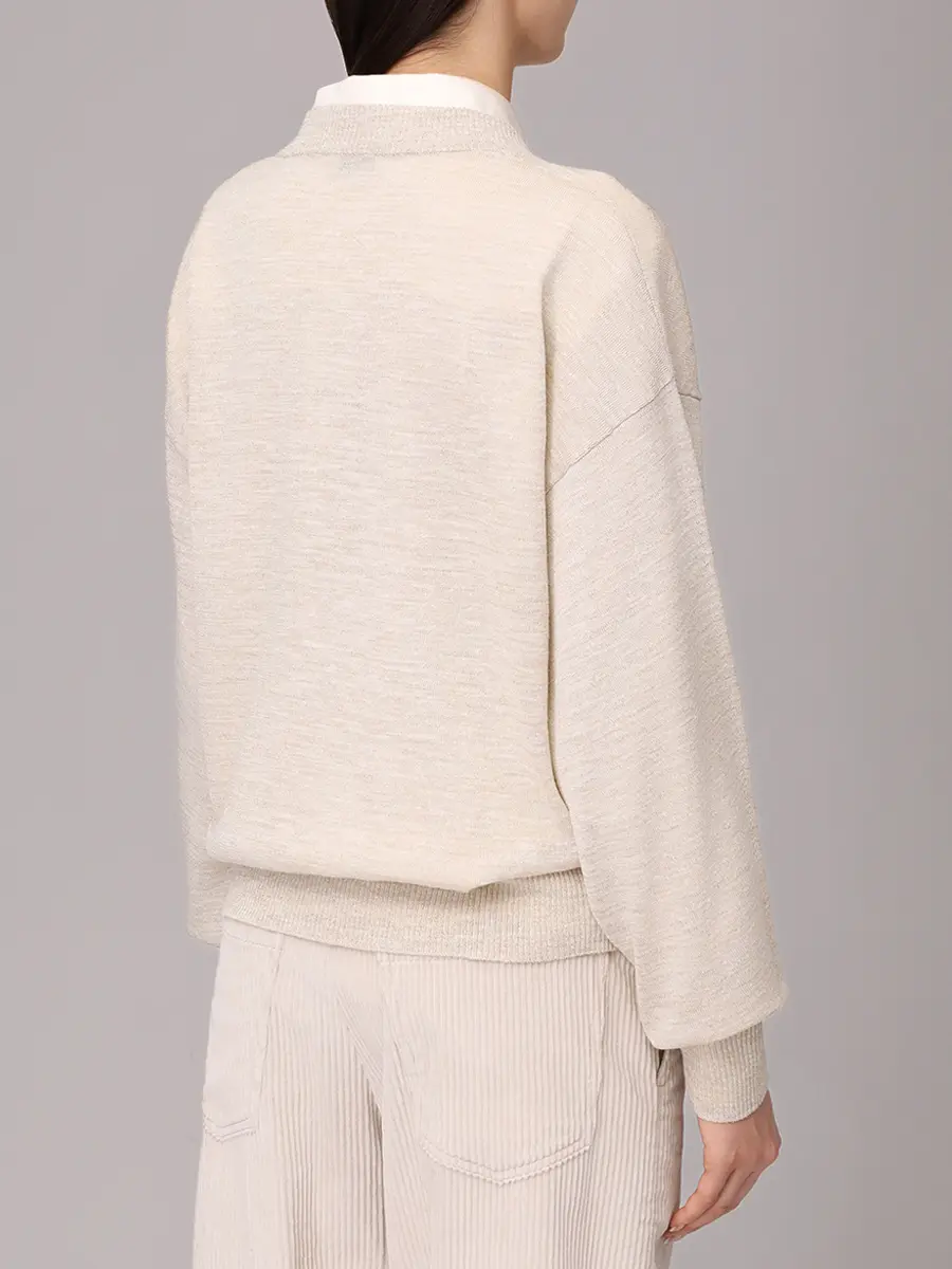 Пуловер однотонный BRUNELLO CUCINELLI M8Q202912 C6894+ Светло- Бежевый  Фото 3