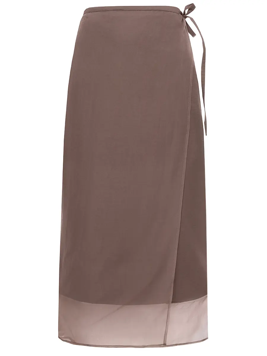 Юбка из хлопка и шелка BRUNELLO CUCINELLI ML140G3826 C8705+ Коричневый 