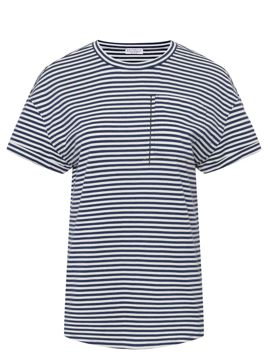 Футболка хлопковая BRUNELLO CUCINELLI ML929HA820 C7047 Белый 