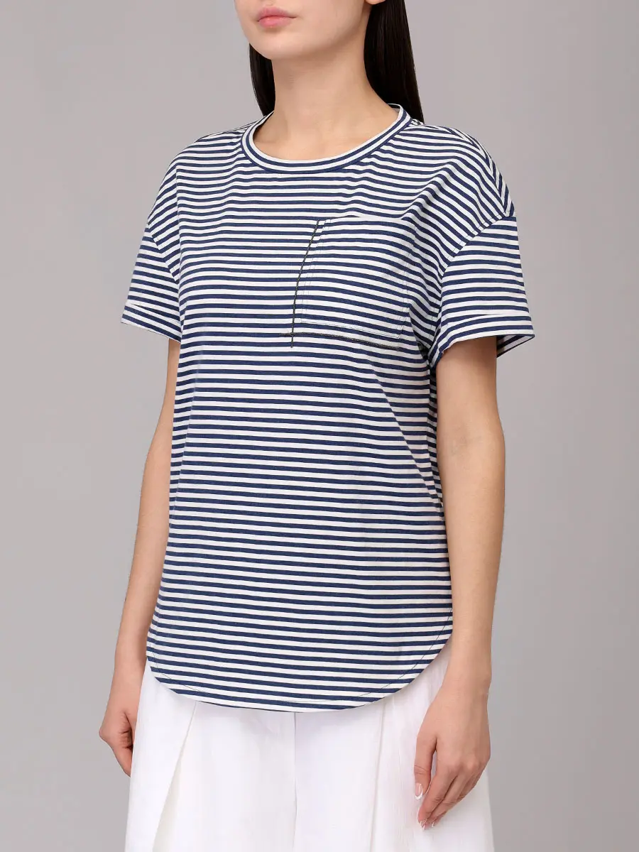 Футболка хлопковая BRUNELLO CUCINELLI ML929HA820 C7047 Белый  Фото 4