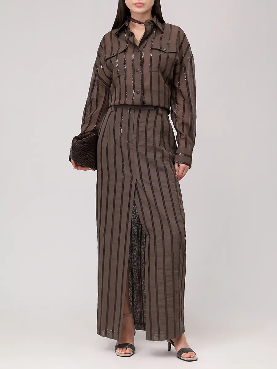 

Юбка хлопковая, Коричневый, MH911G3786 C8705+