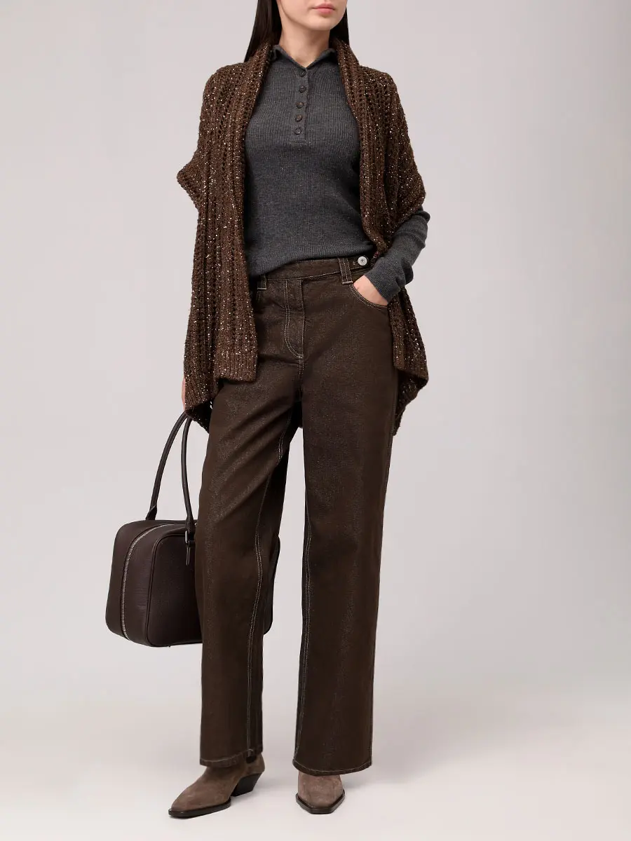 

Кардиган с пайетками, Коричневый, MEA393106 CNN10+