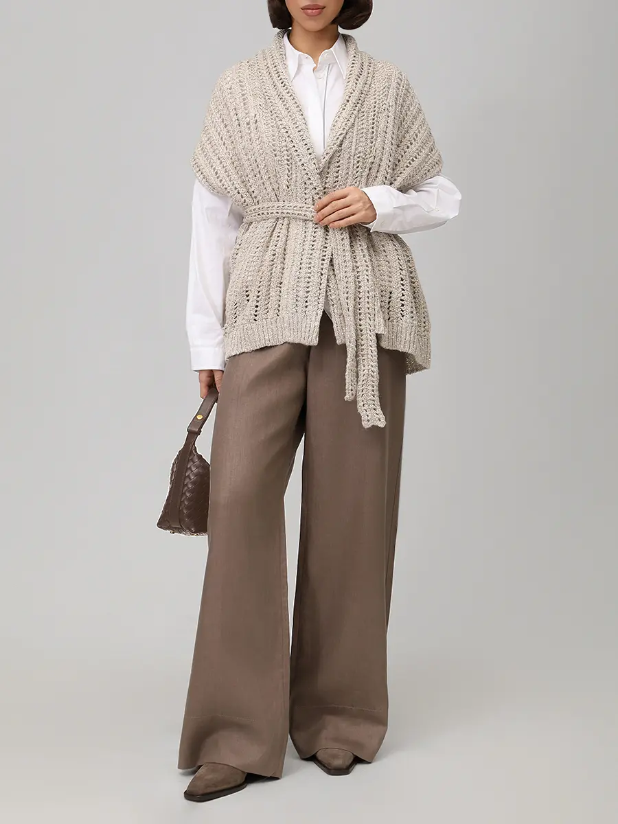 Кардиган с пайетками BRUNELLO CUCINELLI MEA393106 CLY85+ Бежевый  Фото 2
