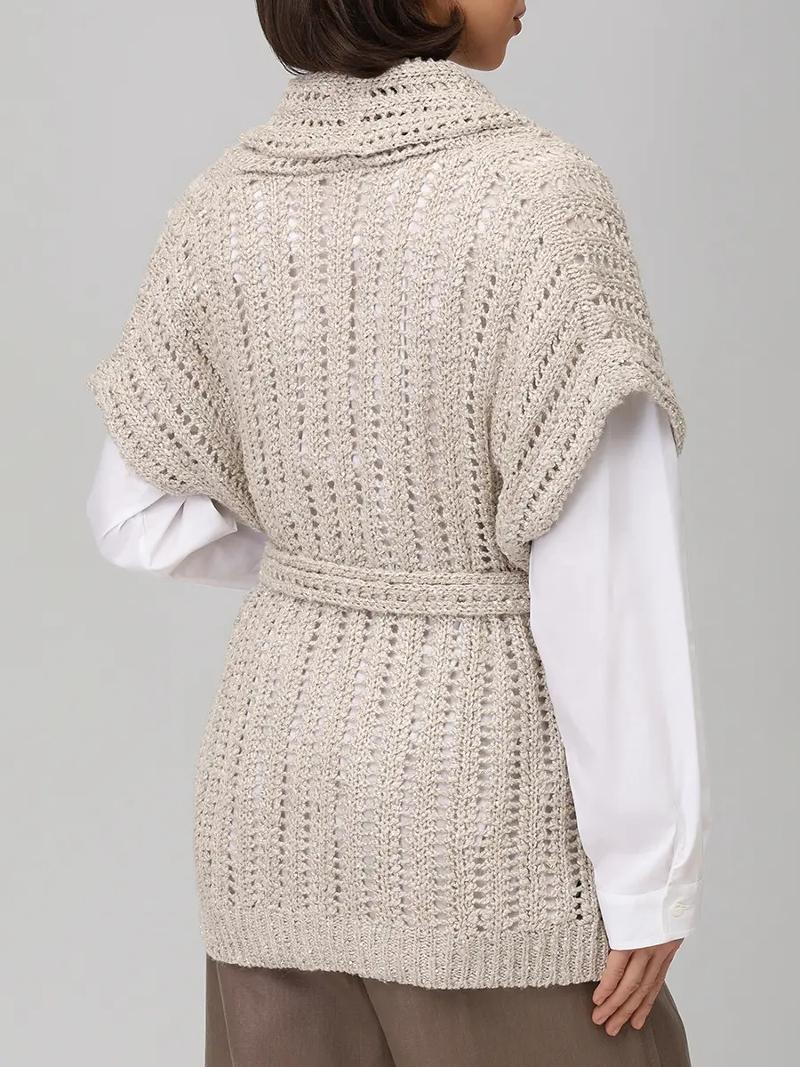 Кардиган с пайетками BRUNELLO CUCINELLI MEA393106 CLY85+ Бежевый  Фото 3