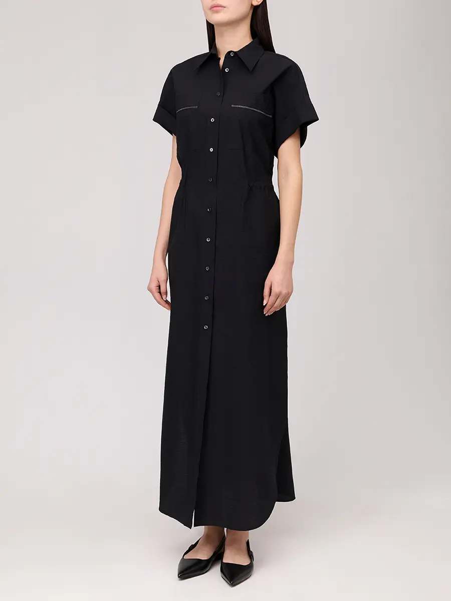 Платье хлопковое BRUNELLO CUCINELLI M0F79ARA51 C101+ Черный  Фото 4