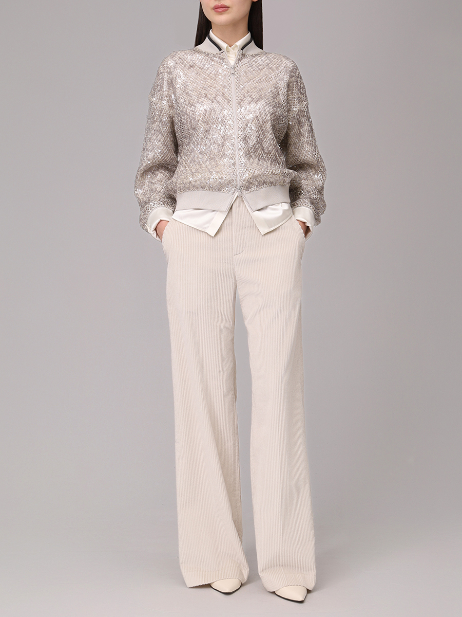 Бомбер ажурный BRUNELLO CUCINELLI MRTR20906 CML80+ Бежевый  Фото 2