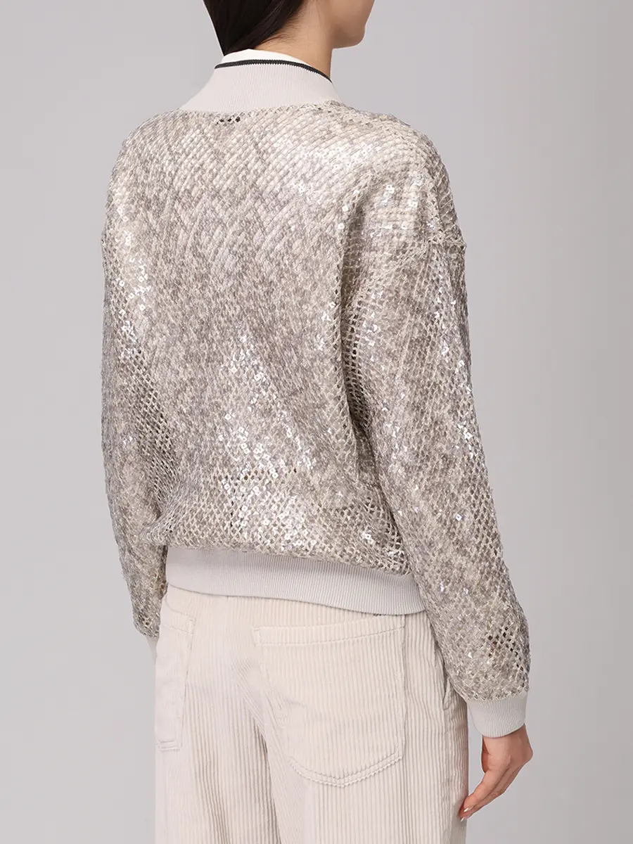 Бомбер ажурный BRUNELLO CUCINELLI MRTR20906 CML80+ Бежевый  Фото 3
