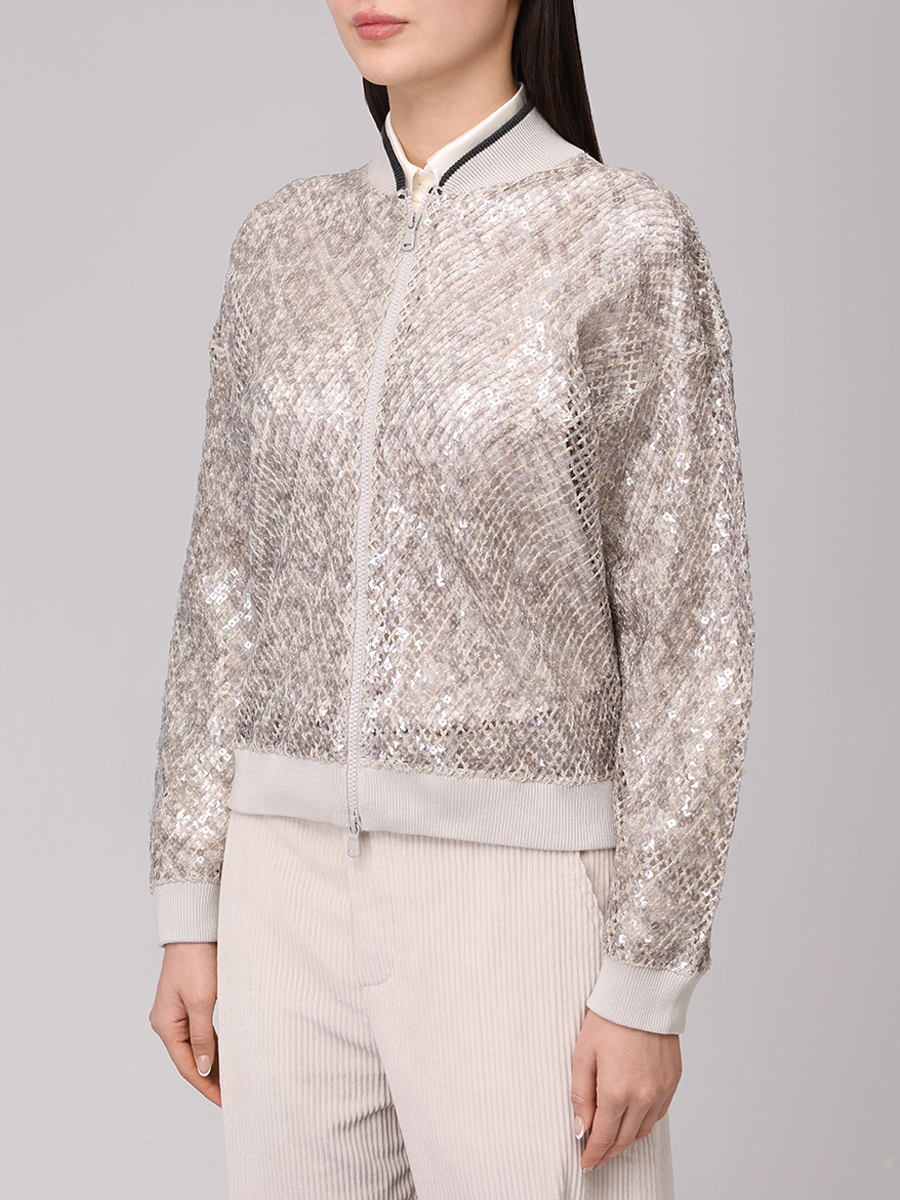 Бомбер ажурный BRUNELLO CUCINELLI MRTR20906 CML80+ Бежевый  Фото 4