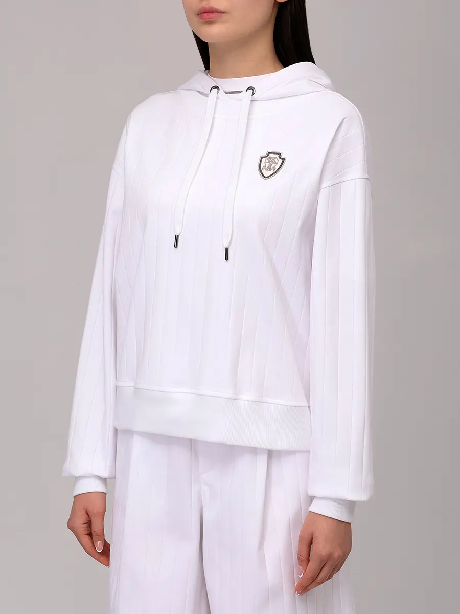 Худи хлопковое BRUNELLO CUCINELLI ML921VD309 C159+ Белый  Фото 4