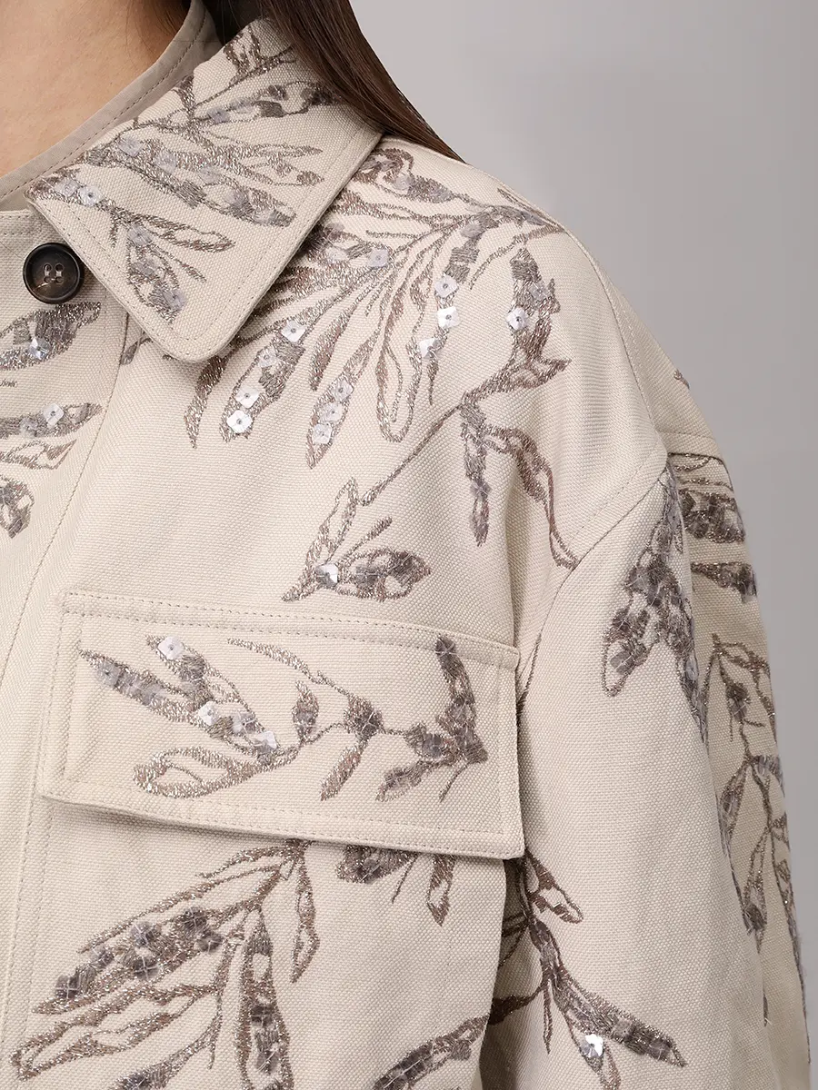 Куртка из хлопка и льна BRUNELLO CUCINELLI MH544HH606 C015+ Бежевый  Фото 5