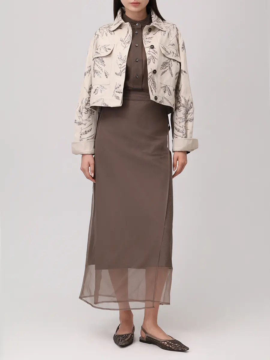 Куртка из хлопка и льна BRUNELLO CUCINELLI MH544HH606 C015+ Бежевый  Фото 2