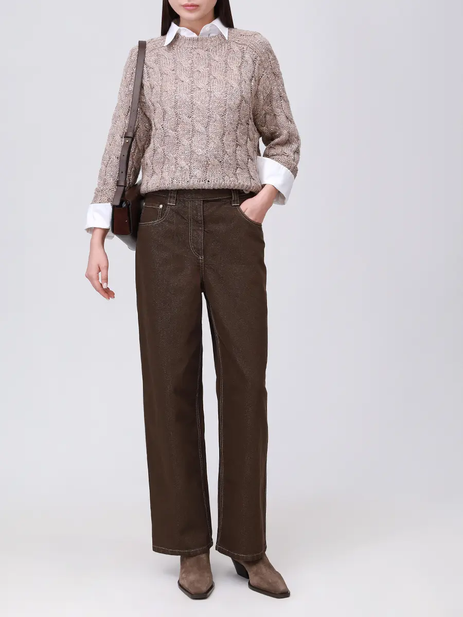 Джинсы хлопковые BRUNELLO CUCINELLI MA176P5978 C273+ Коричневый  Фото 2