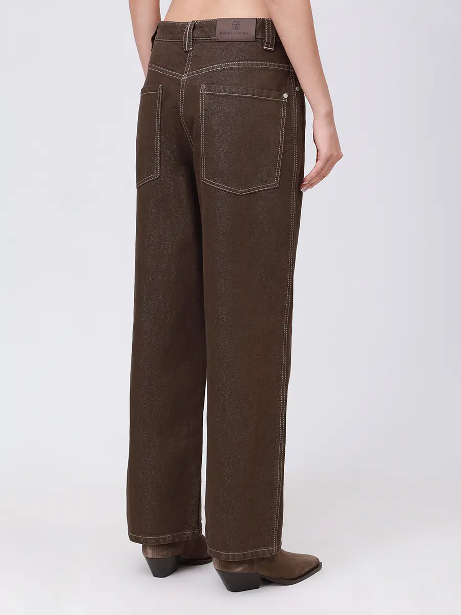 Джинсы хлопковые BRUNELLO CUCINELLI MA176P5978 C273+ Коричневый  Фото 3