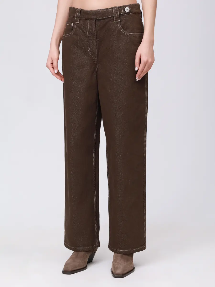 Джинсы хлопковые BRUNELLO CUCINELLI MA176P5978 C273+ Коричневый  Фото 4