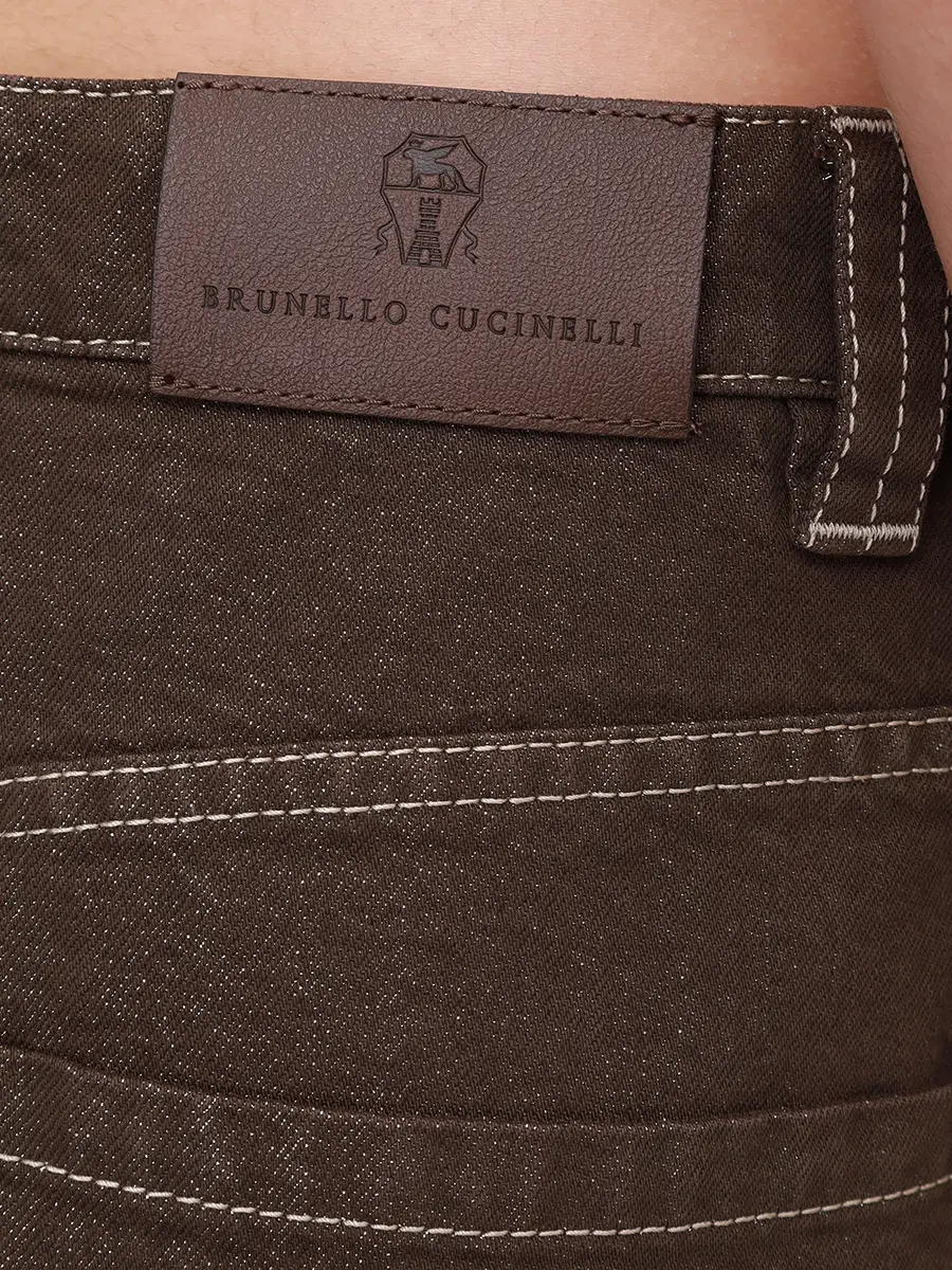 Джинсы хлопковые BRUNELLO CUCINELLI MA176P5978 C273+ Коричневый  Фото 5