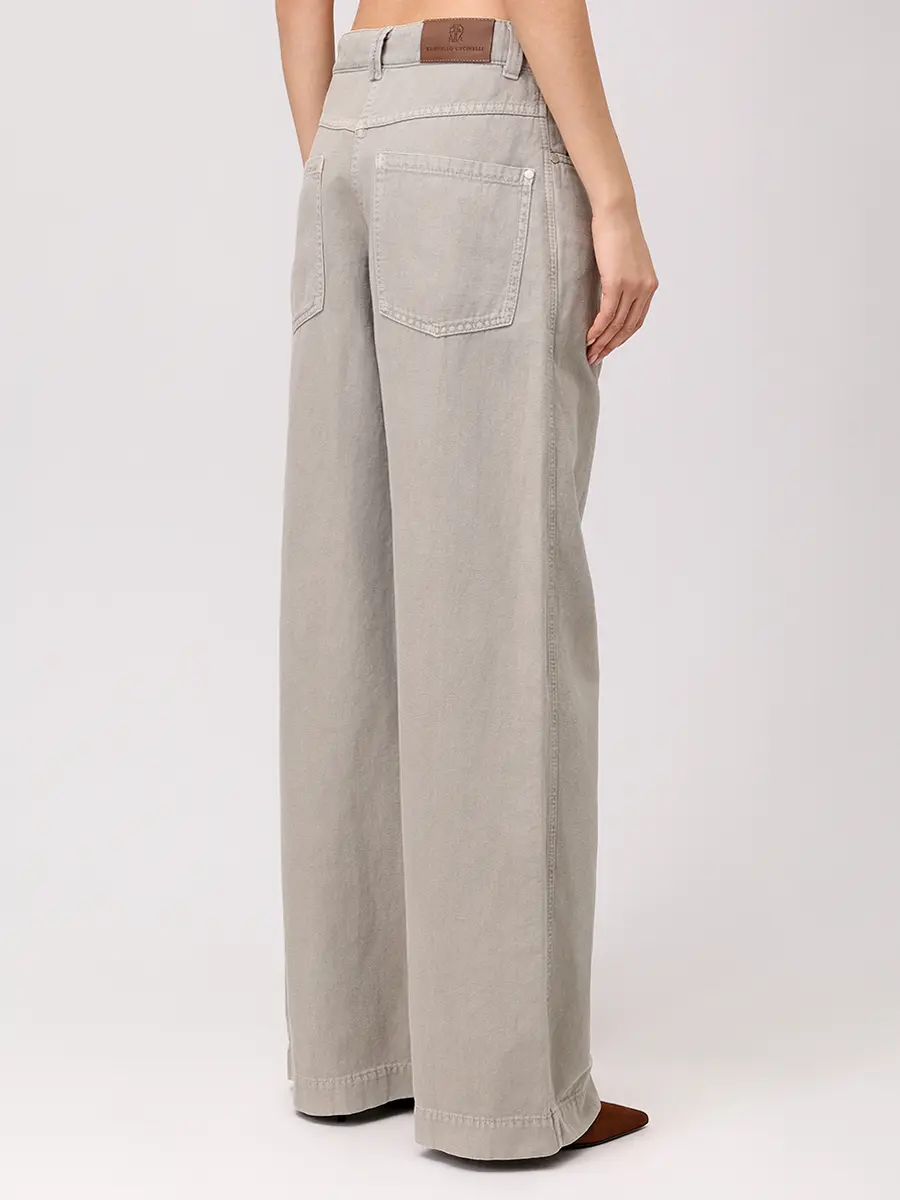 Джинсы из хлопка и льна BRUNELLO CUCINELLI ML996P5985 C2874+ Зеленый  Фото 3