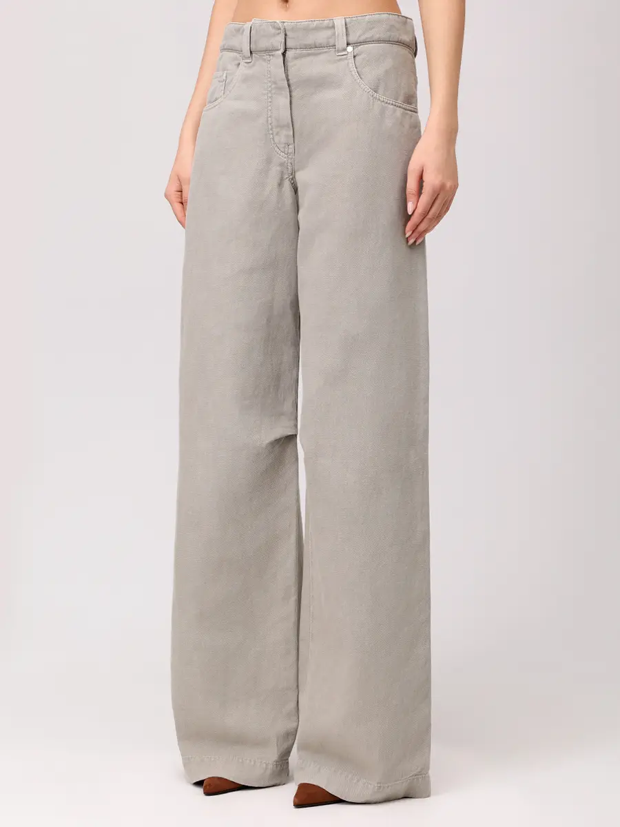 Джинсы из хлопка и льна BRUNELLO CUCINELLI ML996P5985 C2874+ Зеленый  Фото 4