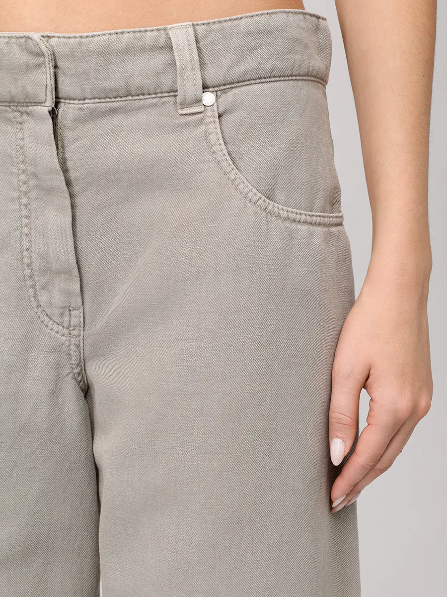 Джинсы из хлопка и льна BRUNELLO CUCINELLI ML996P5985 C2874+ Зеленый  Фото 5