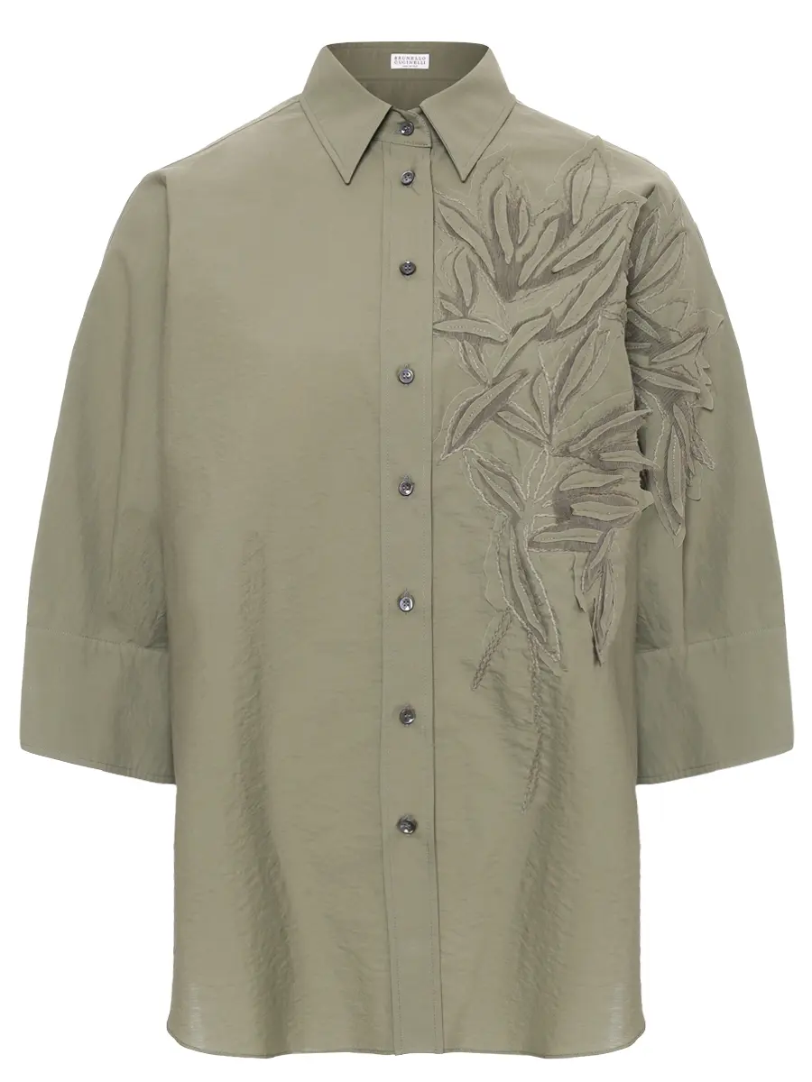 Рубашка хлопковая BRUNELLO CUCINELLI M0F79RJ516 C3066+ Зеленый 