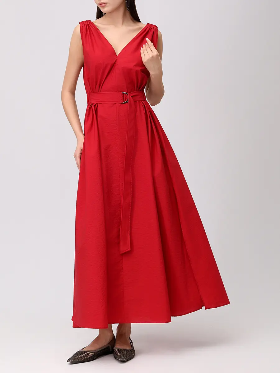 Платье хлопковое BRUNELLO CUCINELLI M0F79A5092 C3118+ Красный  Фото 2