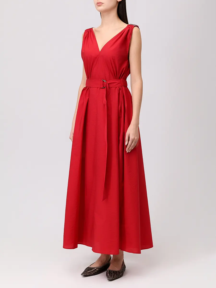 Платье хлопковое BRUNELLO CUCINELLI M0F79A5092 C3118+ Красный  Фото 4