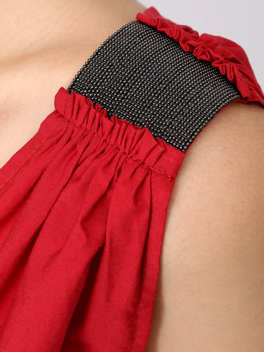 Платье хлопковое BRUNELLO CUCINELLI M0F79A5092 C3118+ Красный  Фото 6