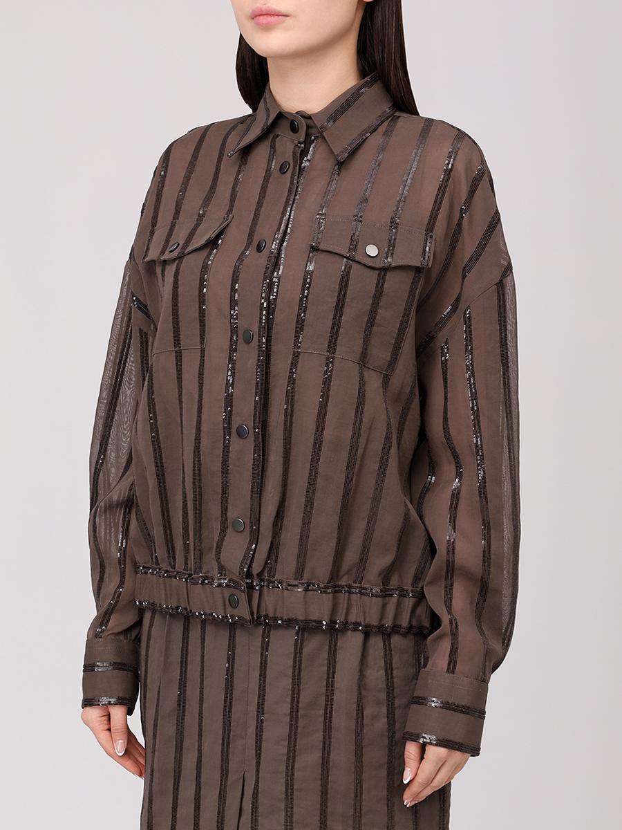 Рубашка хлопковая BRUNELLO CUCINELLI MH911SO306 C8705+ Коричневый  Фото 4