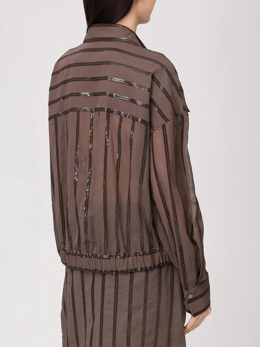 Рубашка хлопковая BRUNELLO CUCINELLI MH911SO306 C8705+ Коричневый  Фото 3